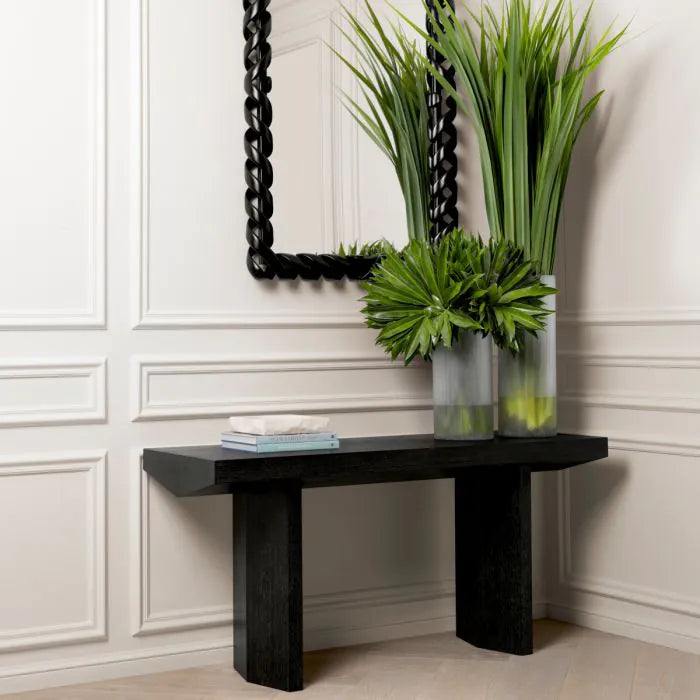 Alternate view of Console Table Tiburon charcoal grey oak veneer in charcoal grey and black.