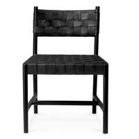 Alternate view of Dining Chair Tiberio black leather classic black, featuring smooth finish, leather, wood, and armless.