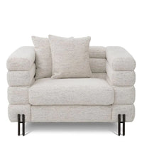 Additional view of Chair York seashell off-white bronze finish in off-white and cream, featuring fixed upholstered arms.