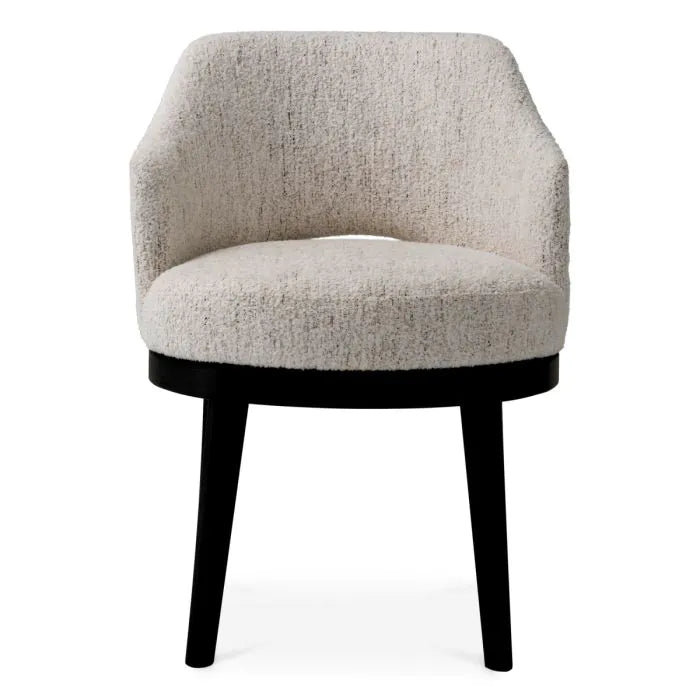 Additional view of Dining Chair Sofia seashell off-white in off-white and cream, featuring fixed continuous low arms.
