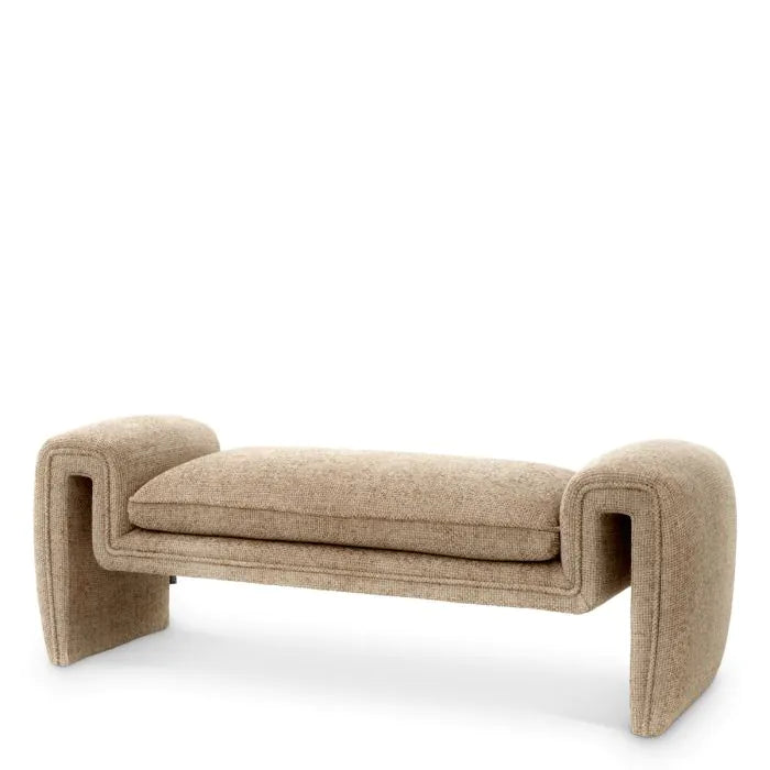 Bench Tondo S lyssa sand, shown in beige and sand with fabric, upholstery textile, and fixed continuous base.