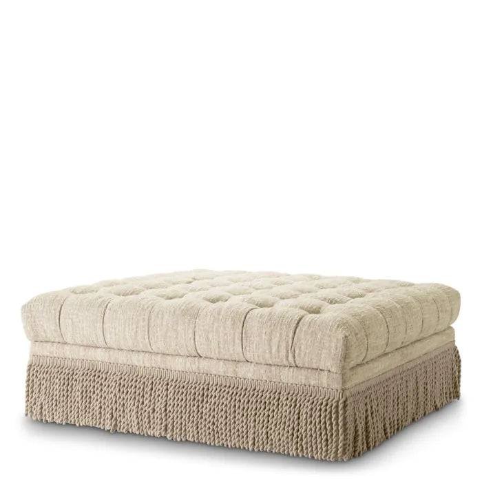 Ottoman Dorantes bouclé sonata cream, shown in cream and beige with bouclé fabric and chenille.
