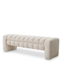 Bench Taranto cascade off-white, shown in off-white and cream with bouclé fabric, upholstery foam, and backless.