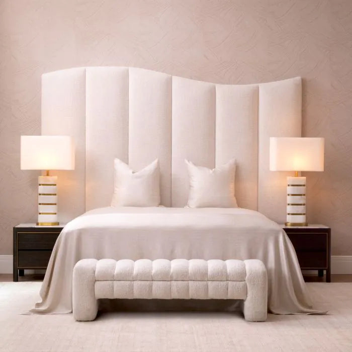 Alternate view of Bench Taranto cascade off-white in off-white and cream.