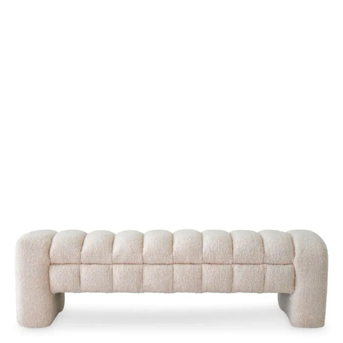 Additional view of Bench Taranto cascade off-white in off-white and cream, featuring textured nubby finish and backless.