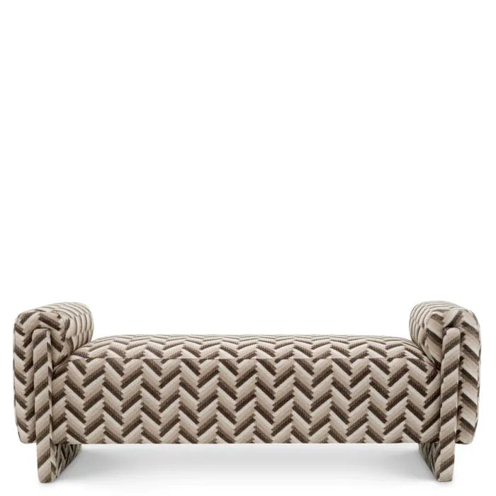 Alternate view of Bench Del Vale chevron brown in beige and brown.