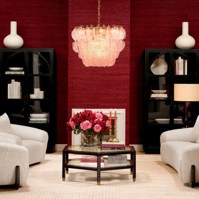 Alternate view of Cabinet San Bernardino classic black, featuring matte finish, wood, glass, and double glass doors.