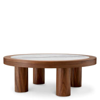 Additional view of Coffee Table Presedio walnut veneer biano lilac marble in walnut brown and white.