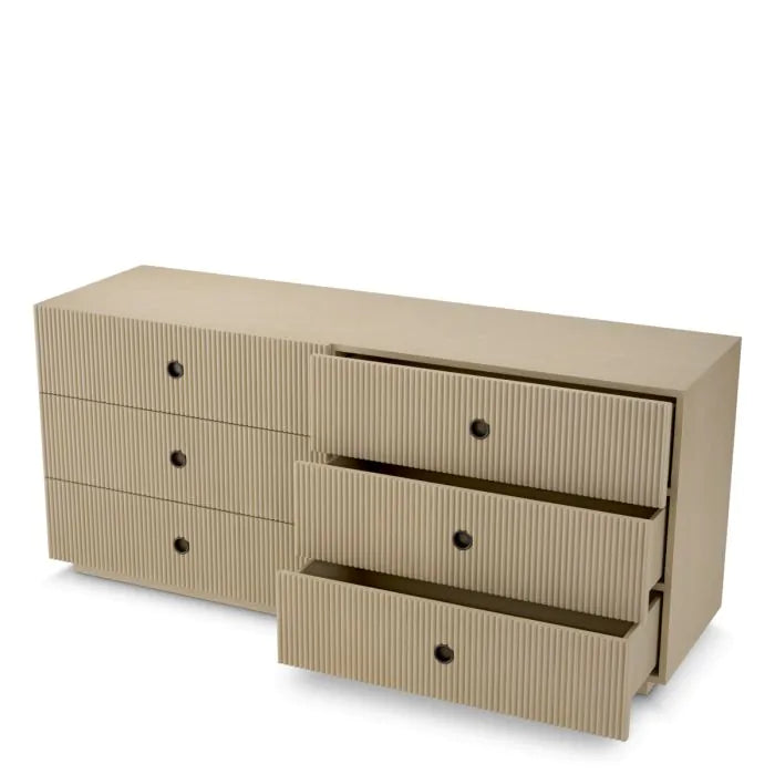 Alternate view of Drawer Chest Dimitrios washed oak veneer in beige and light taupe.