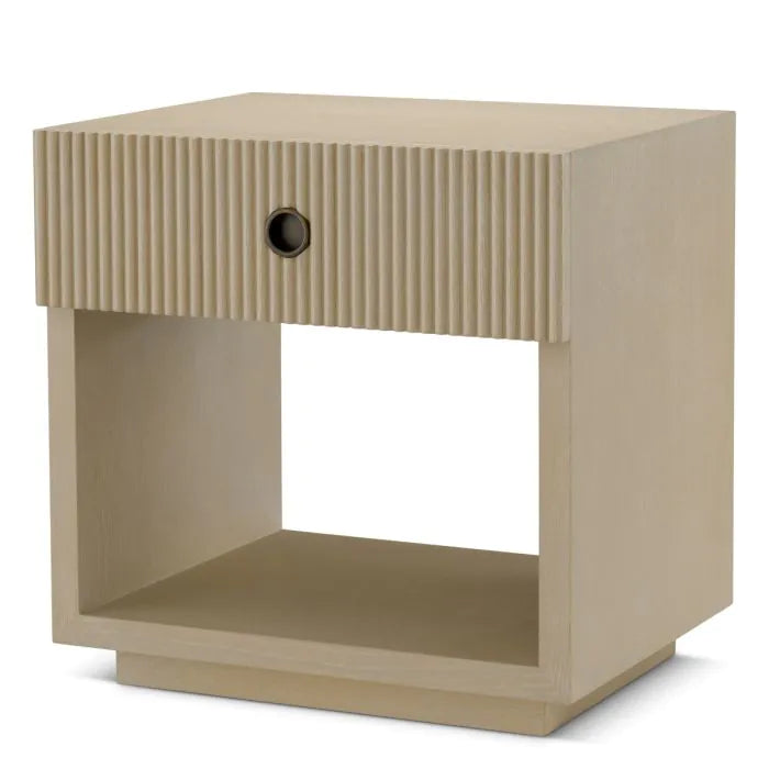 Nightstand Dimitrios washed oak veneer, shown in beige and light oak with oak veneer and wood.