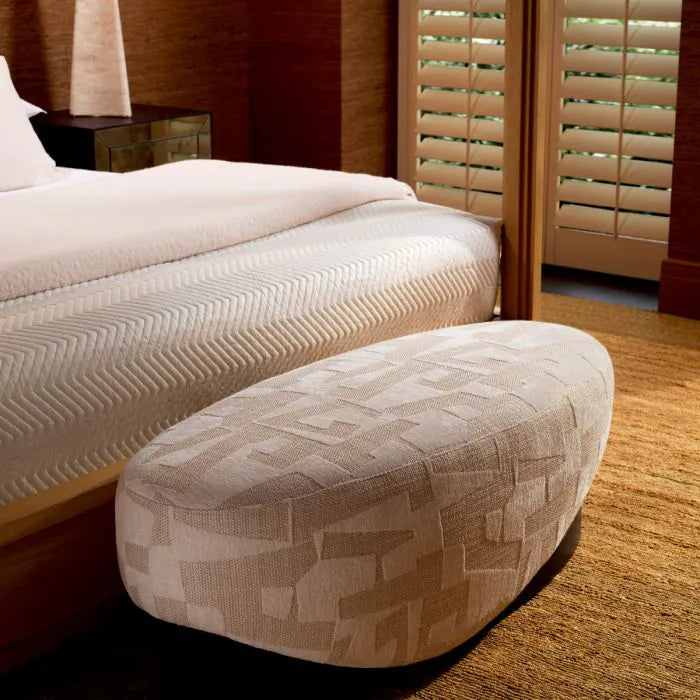 Alternate view of Bench Raymond brooklyn sand, featuring textured woven upholstery, fabric, wood, and backless.