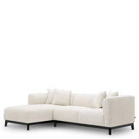 Sofa Corso Lounge left lyssa off-white, shown in off-white and ivory with textured woven fabric and wood.