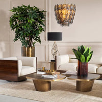 Alternate view of Vase Vivente L amber glass, featuring glossy finish, glass, and open top vessel.