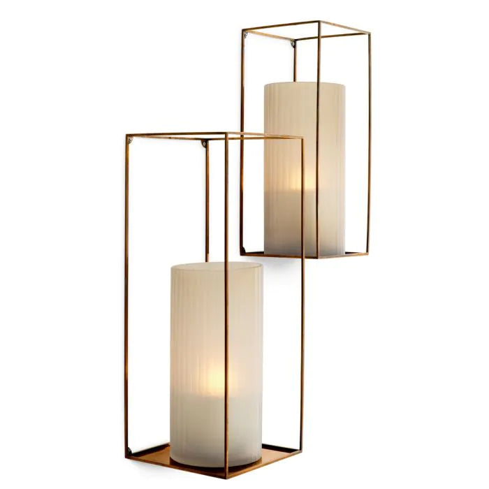 Alternate view of Wall Rack Deco rectangular vintage brass finish set of 2 in antique brass and warm gold.
