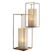 Alternate view of Wall Rack Deco rectangular vintage brass finish set of 2 in antique brass and warm gold.