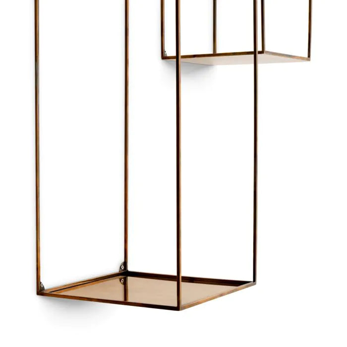 Wall Rack Deco rectangular vintage brass finish set of 2