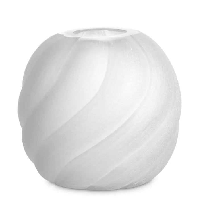 Vase Sicilia S white, shown in white with glass and open-top vessel opening for stems or branches.