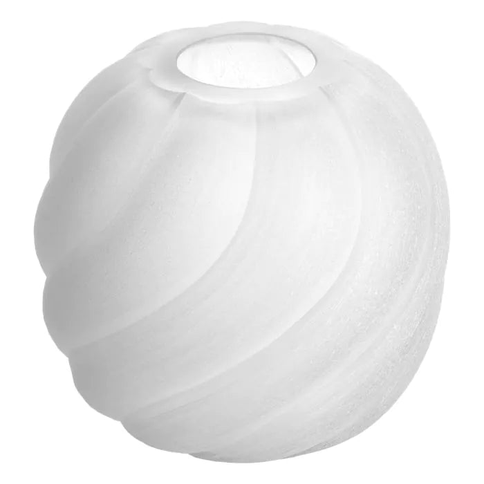 Additional view of Vase Sicilia S white, featuring frosted finish, glass, and open-top vessel opening for stems or branches.
