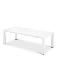 Outdoor Dining Table Vistamar matte white, shown in white with aluminum and metal.