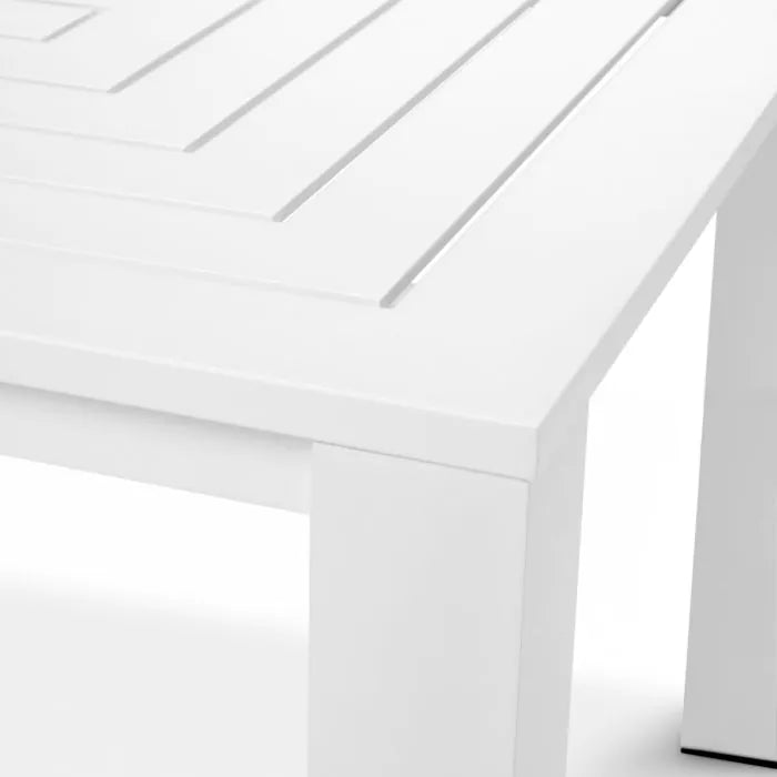 Alternate view of Outdoor Dining Table Vistamar matte white in white and black.