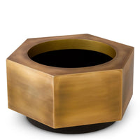 Alternate view of Planter Montura Low Vintage Brass Finish in brushed brass gold and black.