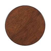 Alternate view of Provence Drink Table, featuring smooth stained finish, wood, and integrated lower circular shelf.