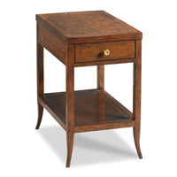 Provence Chairside Table, shown in medium brown and chestnut brown with wood and cherry veneer.