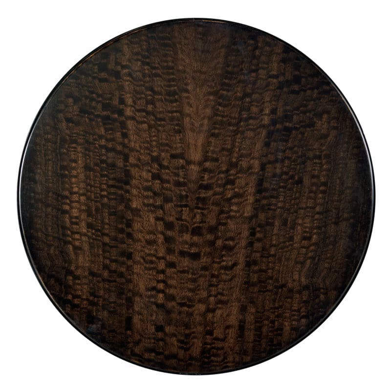 Alternate view of Salta Martini Table, featuring smooth polished finish, wood, and integrated lower circular shelf.