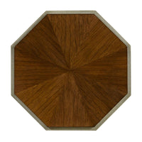 Alternate view of Savoye Shagreen Spot Table, featuring walnut wood, faux shagreen, and a flat octagonal top surface.