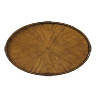 Alternate view of Linwood Oval Side Table, featuring clear protective topcoat, wood, wood veneer, and lower display shelf.