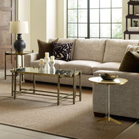 Additional view of Angelina Cocktail Table in antique gold and charcoal gray.