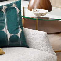 Additional view of La Scala Side Table in warm brass gold and medium walnut brown.