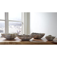 Additional view of Orion Onyx Bowl in beige and cream, featuring polished finish and open shallow vessel.