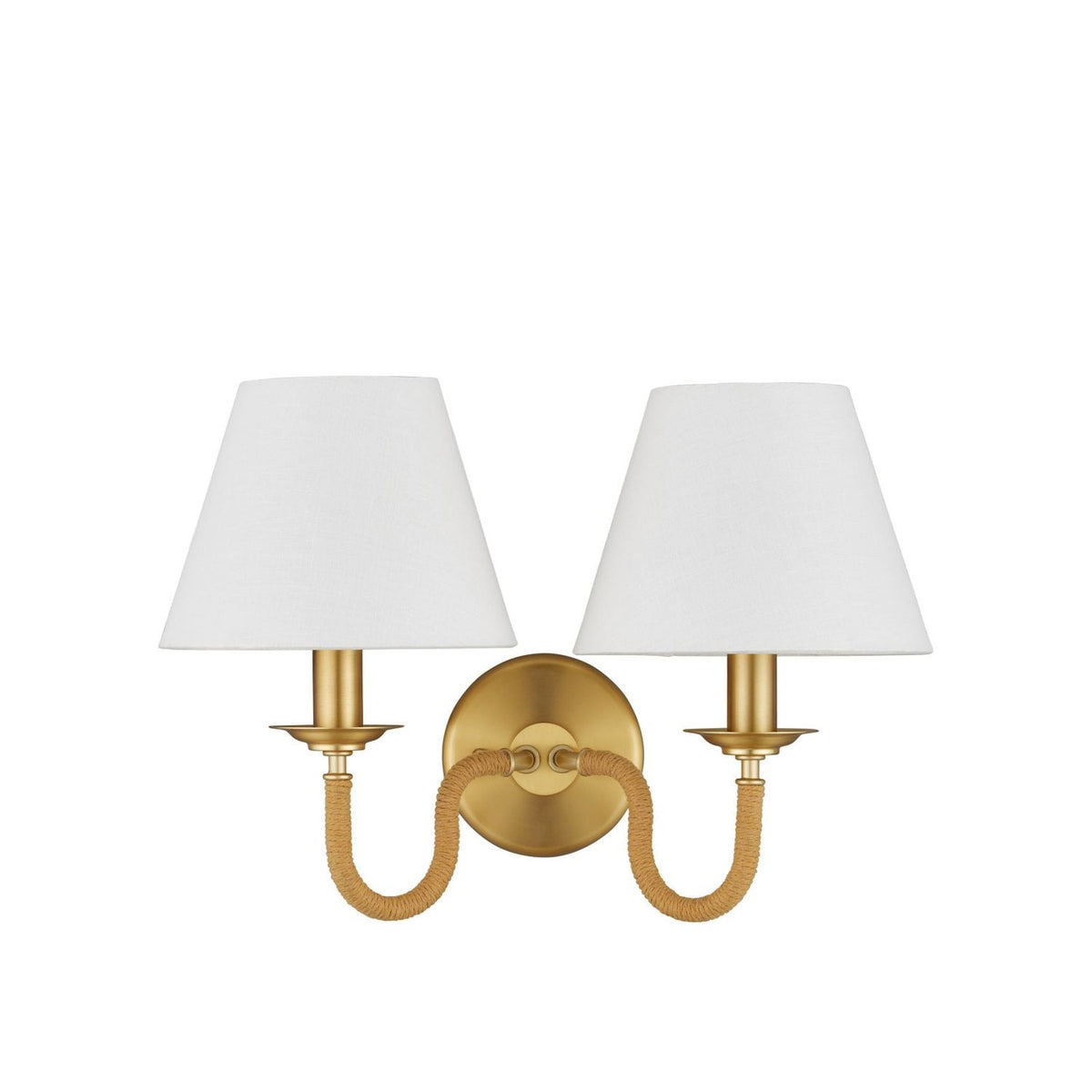 Additional view of Adala Brass Wall Sconce in brushed brass gold and warm ivory.