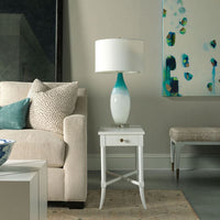 Alternate view of Juliet Bench in beige and white.