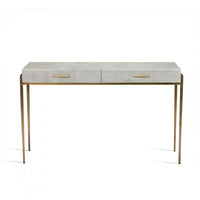 Alternate view of Morand Desk / Console in light gray and warm gray.