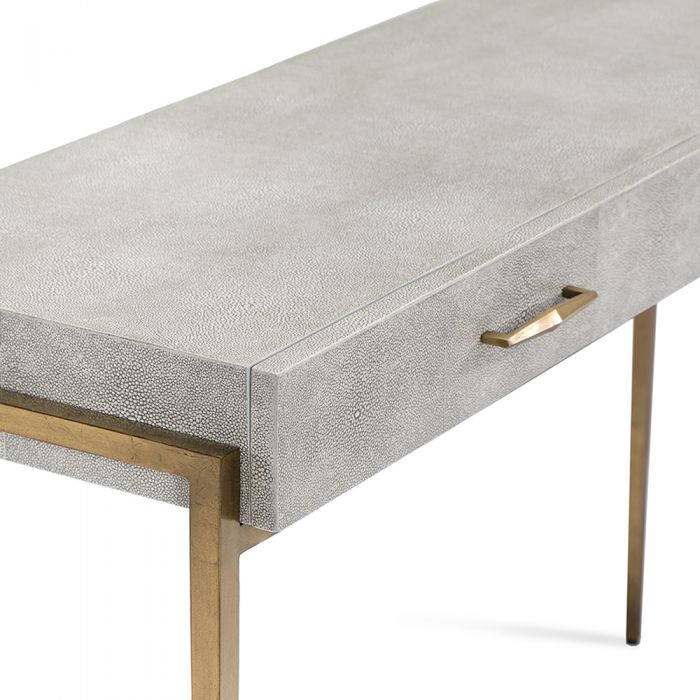 Additional view of Morand Desk / Console in light gray and warm gray.