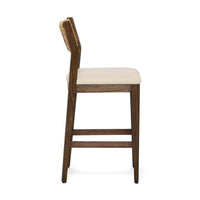 Additional view of Colony Counter Stool, featuring matte upholstery finish, wood, woven rope, and a counter-height seat.