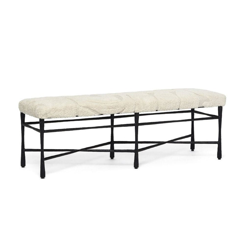 Alternate view of Collins Bench in ivory and black.