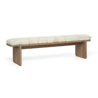 Alternate view of Collier Grand Bench, featuring solid wood, bouclé fabric, and backless bench seating.