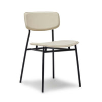 Alternate view of Albert Dining Chair, featuring matte upholstery finish, vegan leather, metal, and armless.