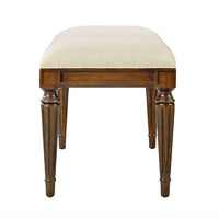 Additional view of Fairfield Bench in beige and medium brown, featuring stained wood finish and backless armless seating.