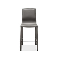 Alternate view of Jada Counter Stool, featuring matte finish, leather, metal, and integrated footrest.