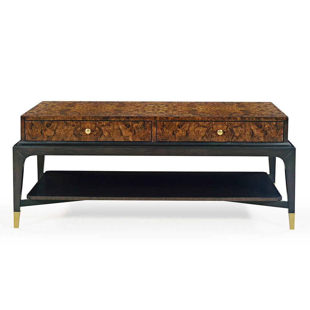 Additional view of Lafayette Coffee Table in rich amber-brown and deep espresso brown.