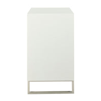 Additional view of Capiz Chest in white and ivory, featuring glossy lacquer and three full-extension drawers.