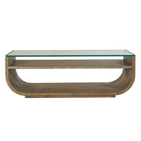 Alternate view of Soho Coffee Table, featuring wood, tempered glass, and a drop-in tempered glass top.