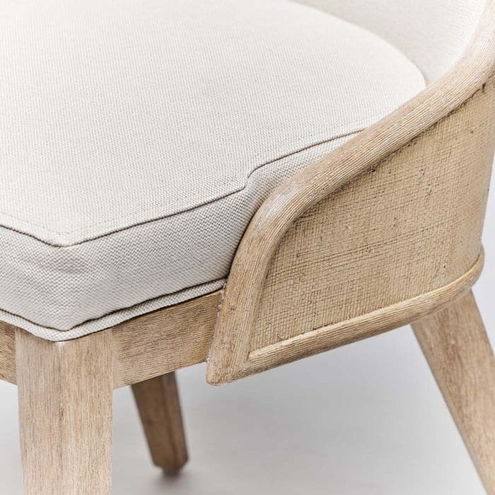 Alternate view of Siesta Dining Chair, featuring cerused finish, fabric, wood, and a upholstered seat.