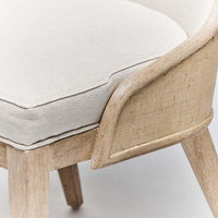 Alternate view of Siesta Dining Chair, featuring cerused finish, fabric, wood, and a upholstered seat.