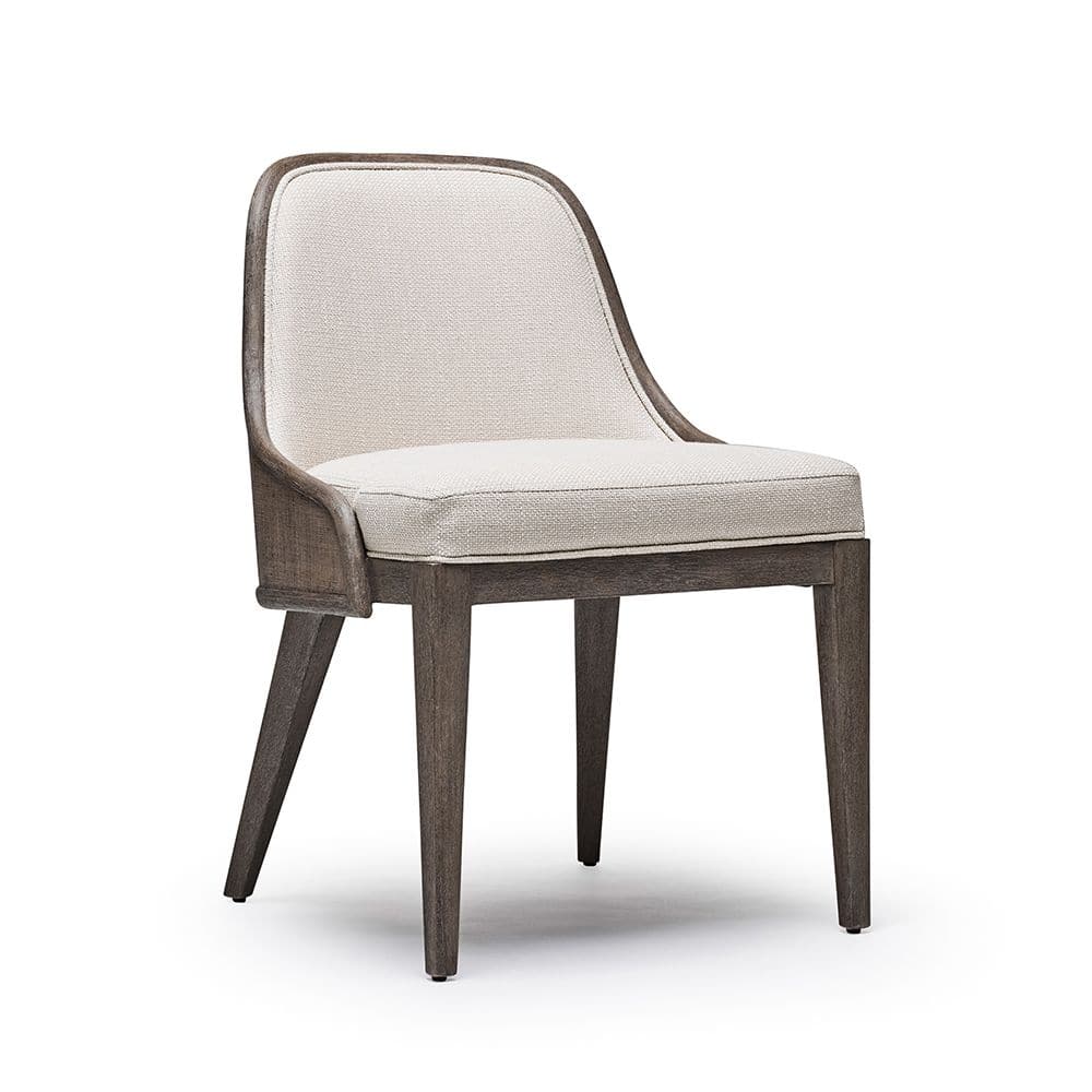 Additional view of Siesta Dining Chair in cream and natural wood, featuring cerused finish and a upholstered seat.