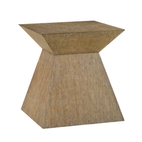 El Paso Side Table, shown in tan and beige with wood and a flat square top surface.